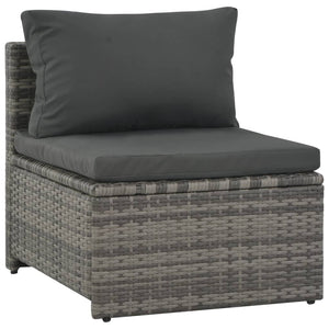 6 Piece Garden Lounge Set With Cushions Poly Rattan Grey