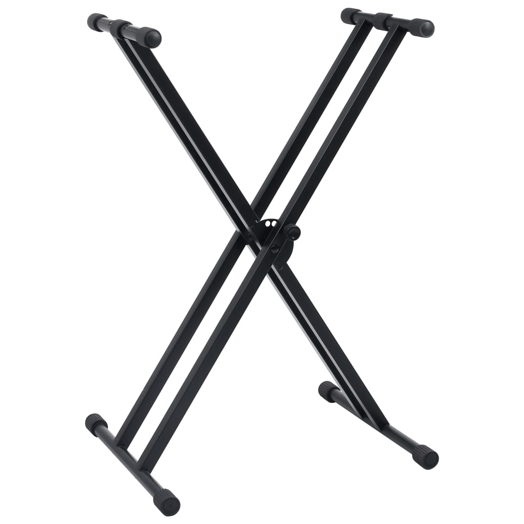 Double Braced Keyboard Stand And Stool Set Black