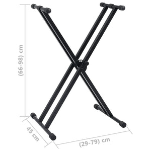 Double Braced Keyboard Stand And Stool Set Black