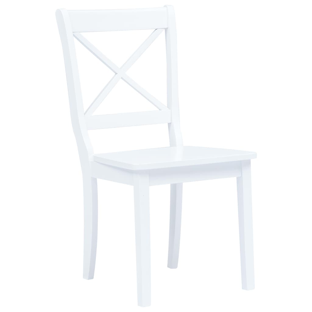 Dining Chairs 4 Pcs White Solid Rubber Wood