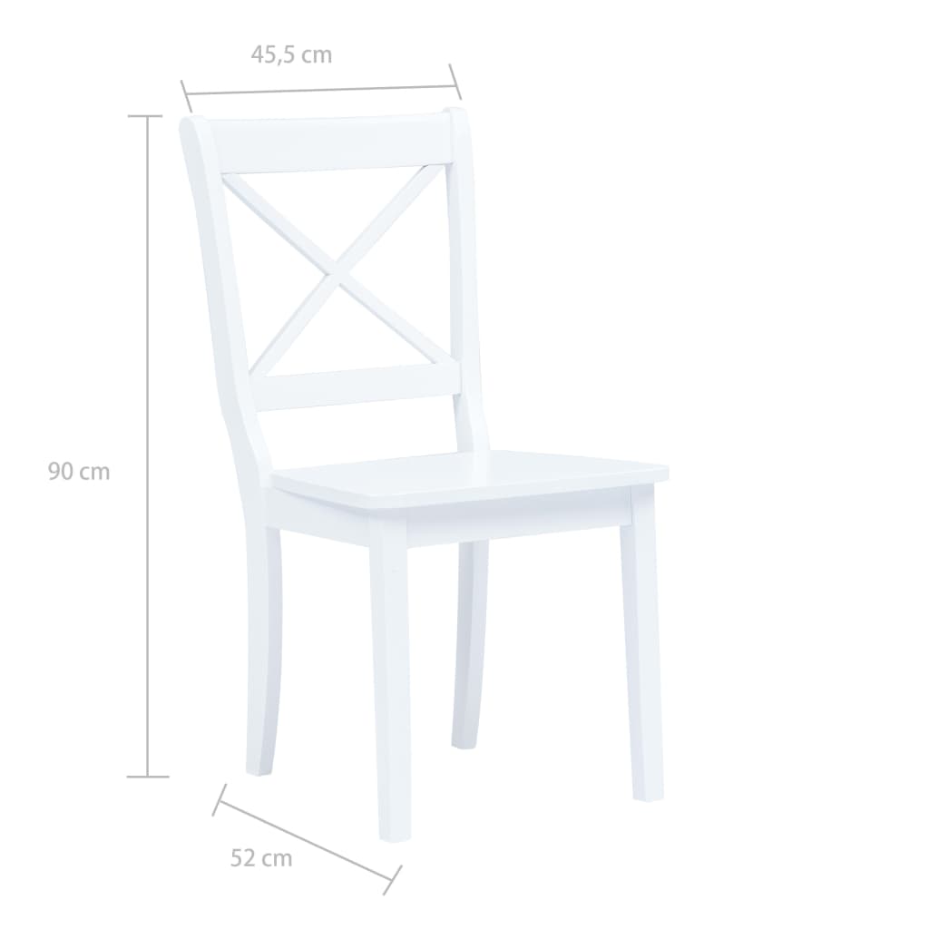 Dining Chairs 4 Pcs White Solid Rubber Wood