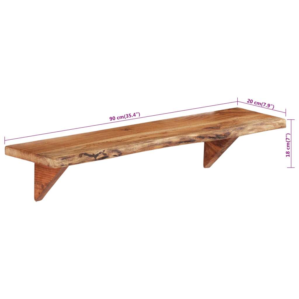 Wall Shelves 2 Pcs 90X20x16 Cm Solid Acacia Wood Brown