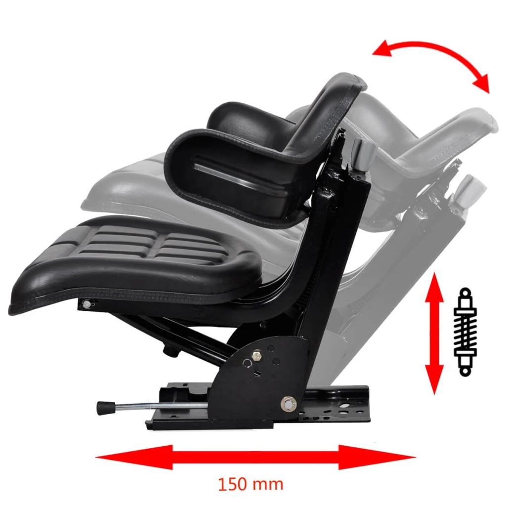 Tractor Seat With Suspension Black