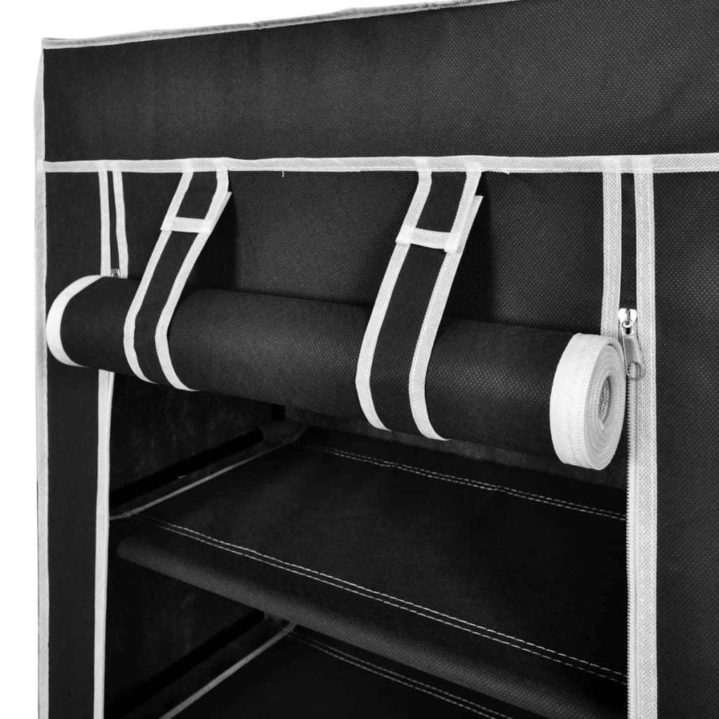 Fabric Shoe Cabinet With Cover 58 X 28 106 Cm Black