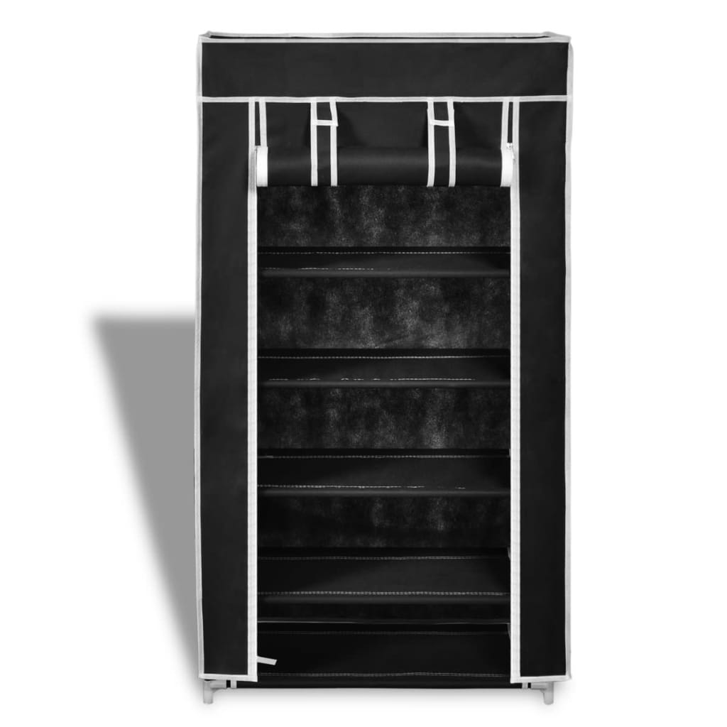 Fabric Shoe Cabinet With Cover 58 X 28 106 Cm Black