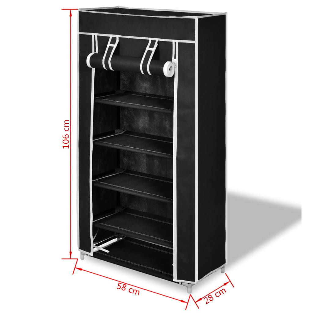 Fabric Shoe Cabinet With Cover 58 X 28 106 Cm Black