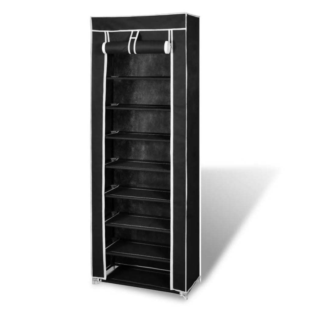 Fabric Shoe Cabinet With Cover 162 X 57 29 Cm Black