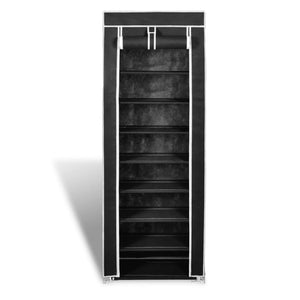 Fabric Shoe Cabinet With Cover 162 X 57 29 Cm Black