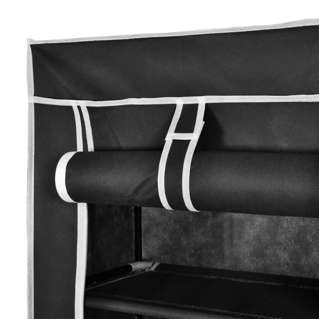 Fabric Shoe Cabinet With Cover 162 X 57 29 Cm Black