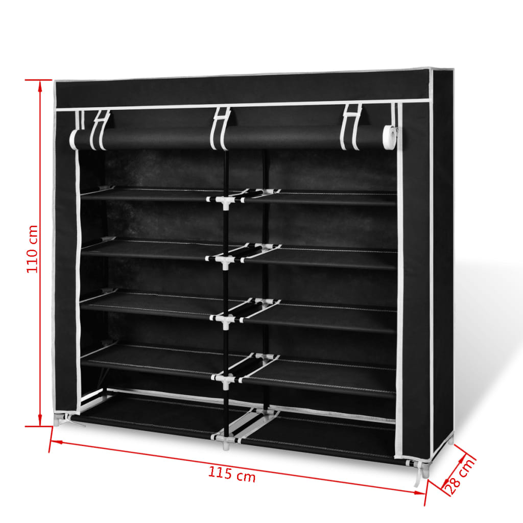 Fabric Shoe Cabinet With Cover 115 X 28 110 Cm Black