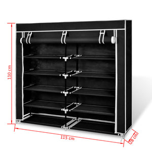 Fabric Shoe Cabinet With Cover 115 X 28 110 Cm Black