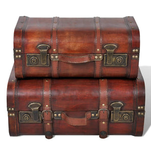 Wooden Treasure Chests 2 Pcs Vintage Brown