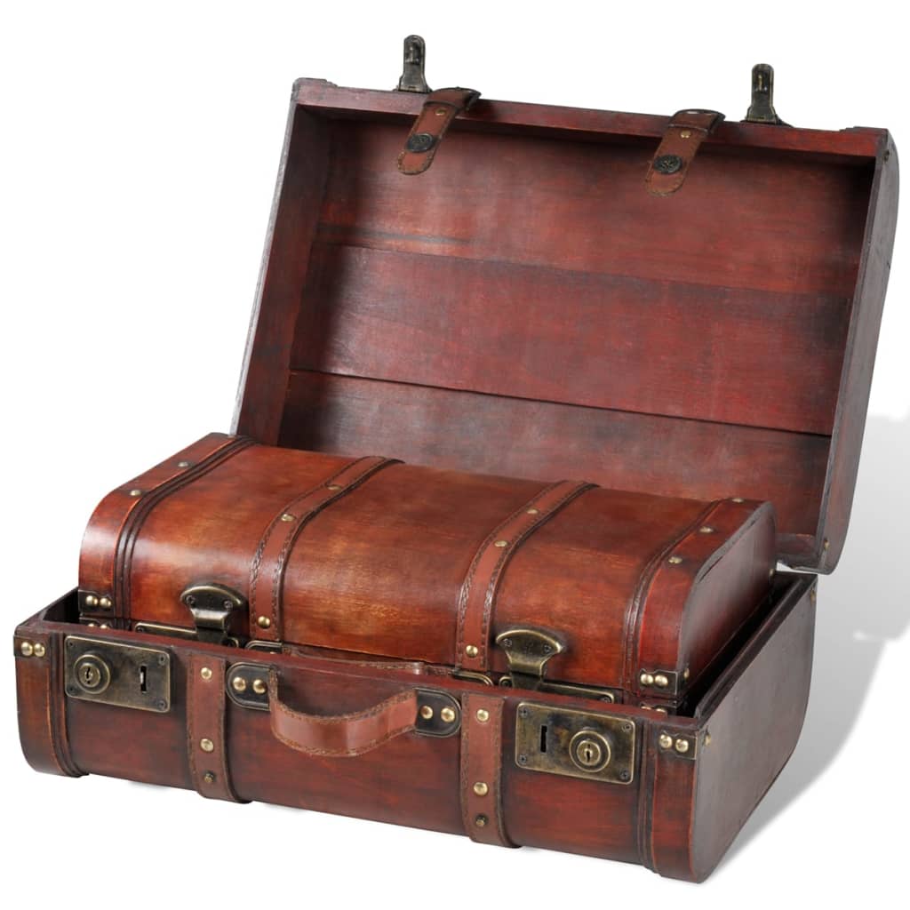 Wooden Treasure Chests 2 Pcs Vintage Brown