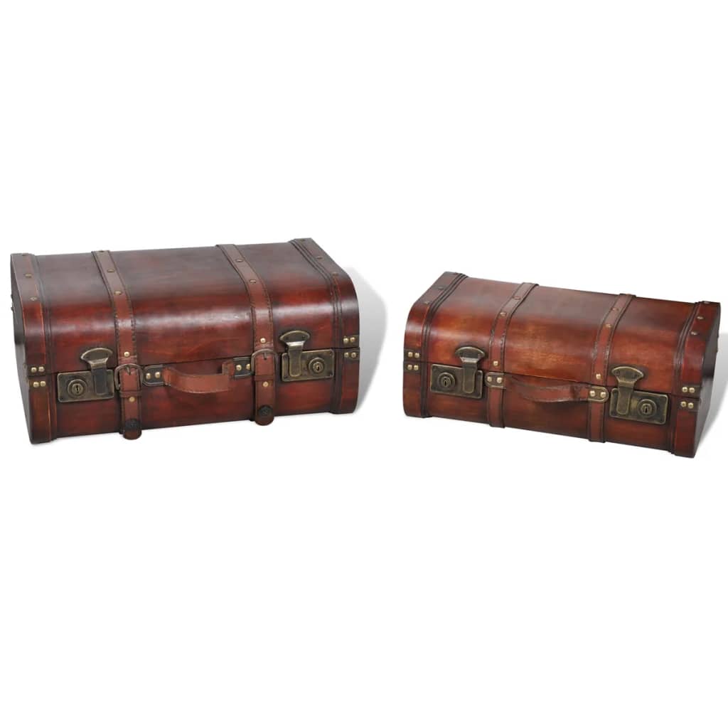 Wooden Treasure Chests 2 Pcs Vintage Brown