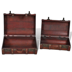 Wooden Treasure Chests 2 Pcs Vintage Brown