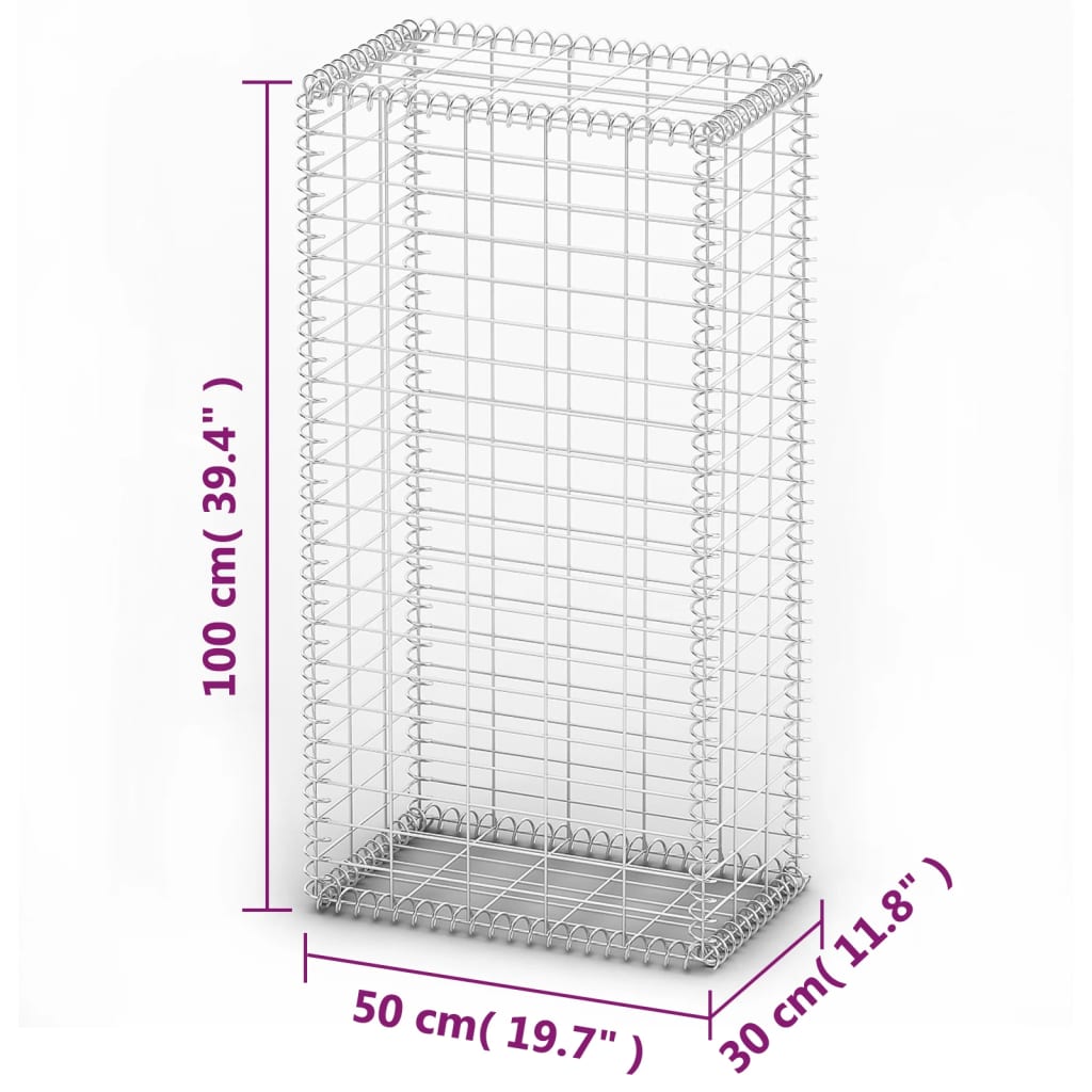 Gabion Basket With Lids Galvanised Wire 100 X 50 30 Cm