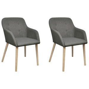 Dining Chairs 2 Pcs Light Grey Fabric And Solid Oak Wood