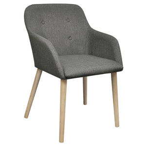 Dining Chairs 2 Pcs Light Grey Fabric And Solid Oak Wood