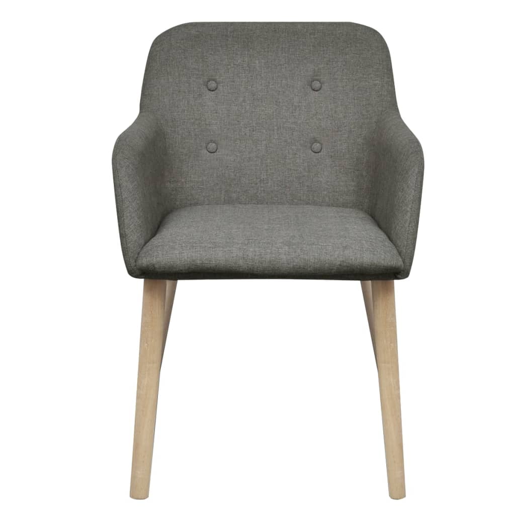 Dining Chairs 2 Pcs Light Grey Fabric And Solid Oak Wood