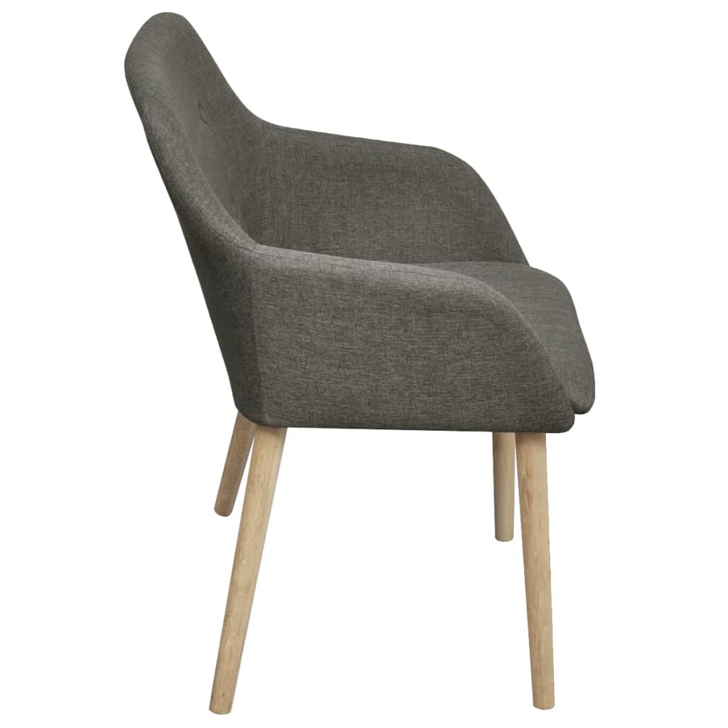 Dining Chairs 2 Pcs Light Grey Fabric And Solid Oak Wood