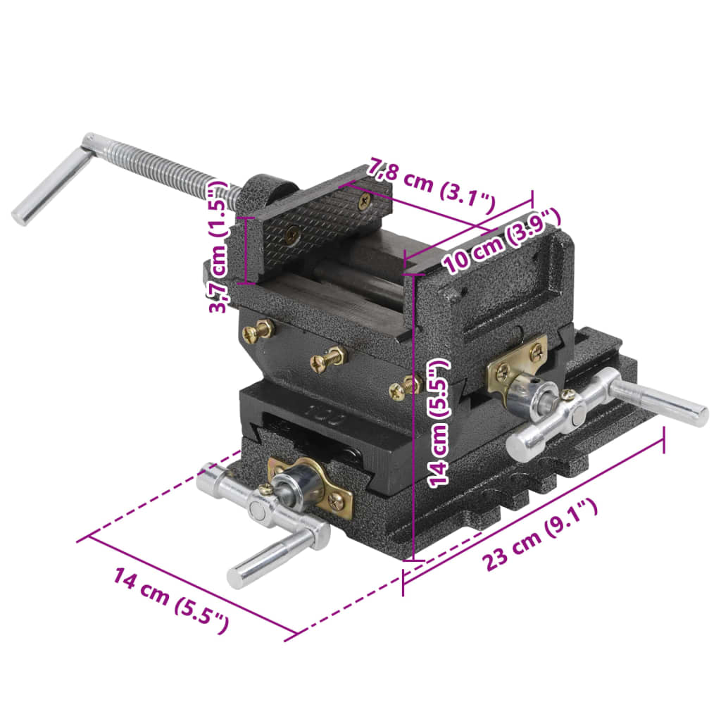 Manually Operated Cross Slide Drill Press Vice 78 Mm