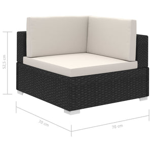 8 Piece Garden Lounge Set With Cushions Poly Rattan Black