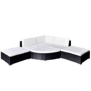 6 Piece Garden Lounge Set With Cushions Poly Rattan Black