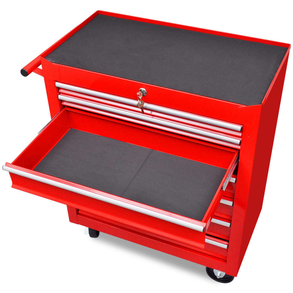 Workshop Tool Trolley 7 Drawers Red