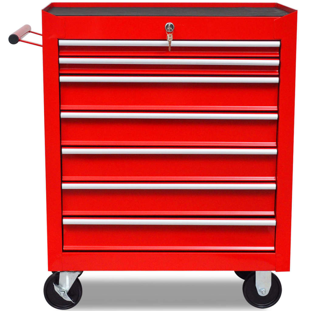 Workshop Tool Trolley 7 Drawers Red