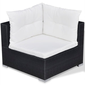 10 Piece Garden Lounge Set With Cushions Poly Rattan Black