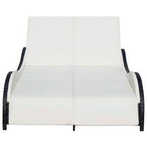 Double Sun Lounger With Cushion Poly Rattan Black