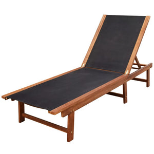 Sun Loungers 2 Pcs With Table Solid Acacia Wood And Textilene