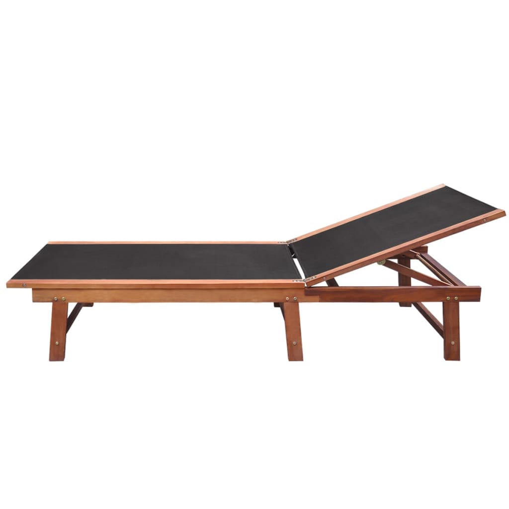 Sun Loungers 2 Pcs With Table Solid Acacia Wood And Textilene