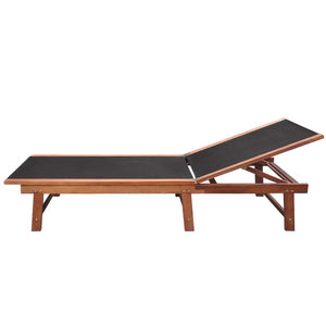 Sun Loungers 2 Pcs With Table Solid Acacia Wood And Textilene