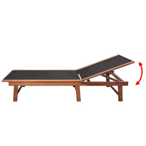 Sun Loungers 2 Pcs With Table Solid Acacia Wood And Textilene