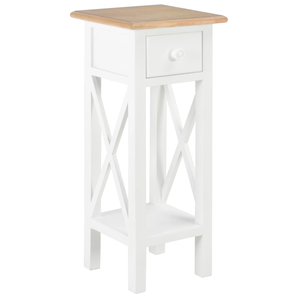 Side Table White 27X27x65.5 Cm Wood