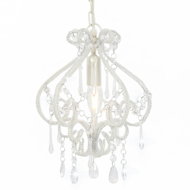 Ceiling Lamp With Beads White Round E14