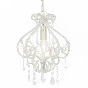 Ceiling Lamp With Beads White Round E14