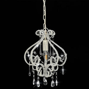 Ceiling Lamp With Beads White Round E14