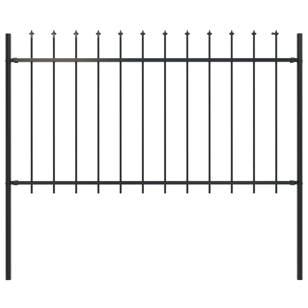 Garden Fence With Spear Top Steel 1.7X1 M Black