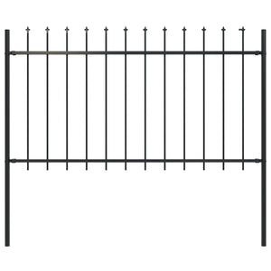 Garden Fence With Spear Top Steel 1.7X1 M Black