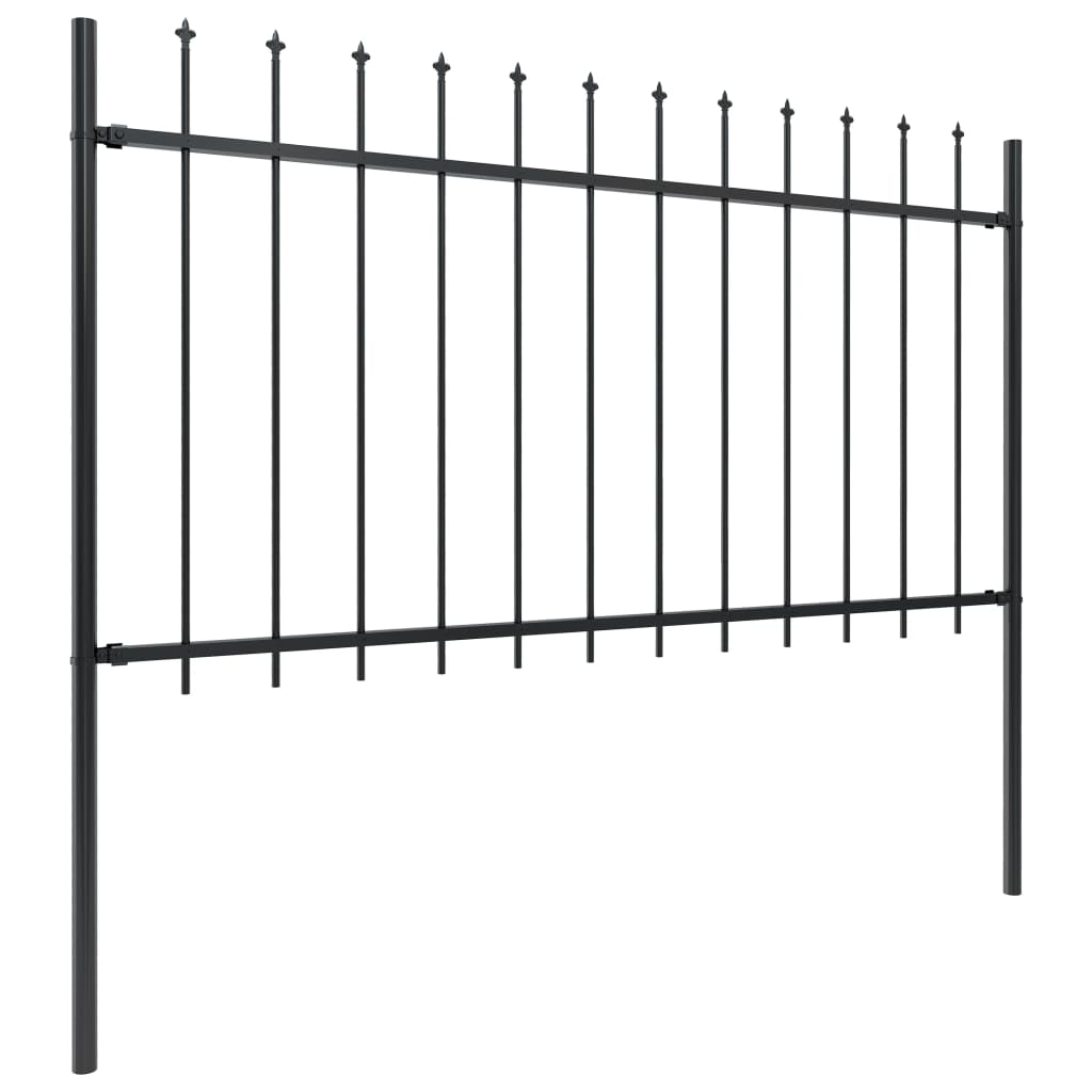 Garden Fence With Spear Top Steel 1.7X1 M Black