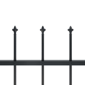 Garden Fence With Spear Top Steel 1.7X1 M Black