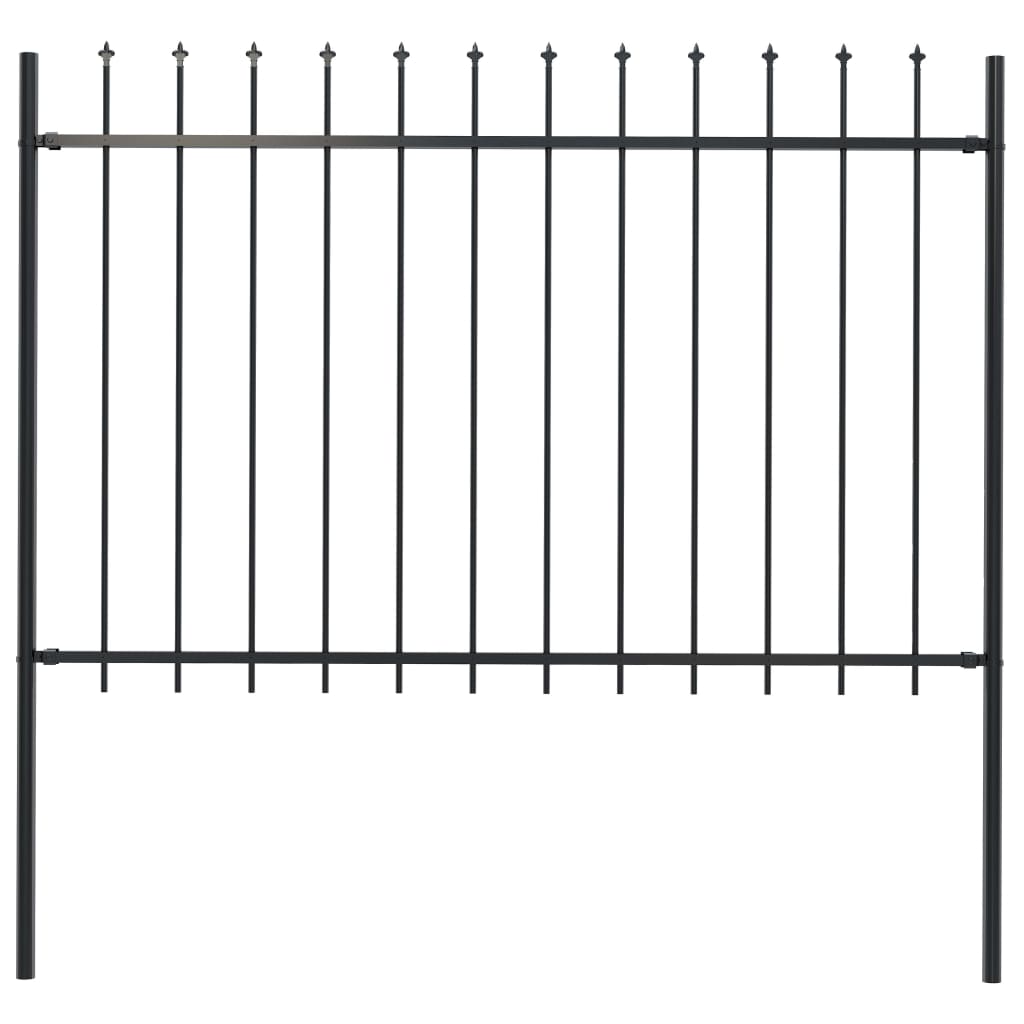 Garden Fence With Spear Top Steel 1.7X1.2 M Black