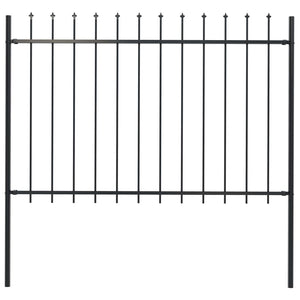 Garden Fence With Spear Top Steel 1.7X1.2 M Black