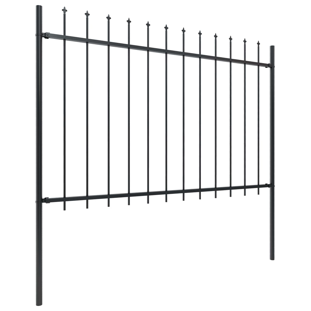 Garden Fence With Spear Top Steel 1.7X1.2 M Black