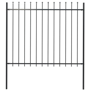 Garden Fence With Spear Top Steel 1.7X1.5 M Black