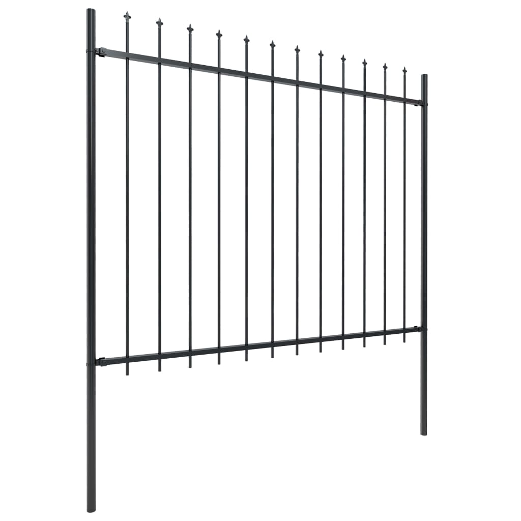 Garden Fence With Spear Top Steel 1.7X1.5 M Black