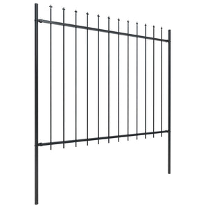 Garden Fence With Spear Top Steel 1.7X1.5 M Black