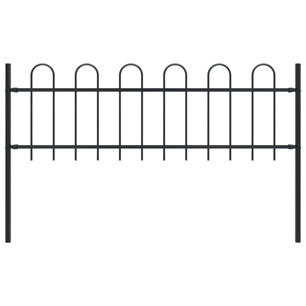 Garden Fence With Hoop Top Steel 1.7X0.6 M Black